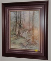 SIGNED LENA LILL  FORREST WITH WATER FALL PRINT