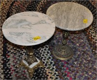 MARBLE TOP AND BRASS TABLE AND FRENCH TABLE
