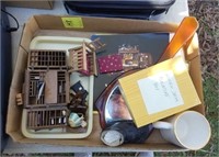 Tray Lot of Dollhouse Furniture, Mirror, Shoe