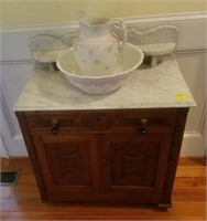 Marble top wash stand, acorn pulls