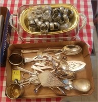 Silver plate lot, utensils, chaffing, napkin rings