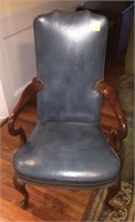 Leather type green armchair
