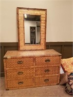Rattan dresser and mirror