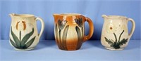 Three Early Roseville Pottery Pitchers w/  Flowers