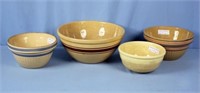 Four Yellow Ware Mixing Bowls Including Watt 14"