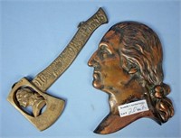 George Washington Bas Relief Bust and Hatchet