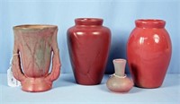4 Pcs. Pottery 2 Niloak Dawn and 2 Unknown Vases
