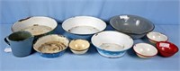 Ten Pcs. Graniteware Various Colors Bowls Etc.