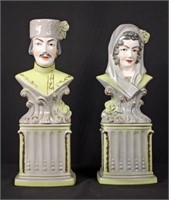 Retro Ceramic Couple Figural Lamp Bases