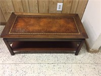 Vintage leather top coffee table