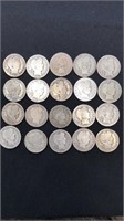 20 Silver Barber Half Dollars Avg Circulation 90%