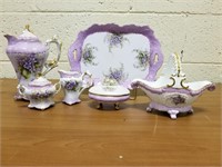 Antique-style Porcelain Tea Set w/ Tray