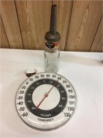Vintage Ohio art thermometer & bottle