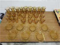 39 pcs. Amberina Fostoria Glasses & Plates