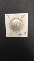 1899 Silver Half Dollar Almost Uncirculated