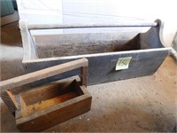 Carpenter Tool Box, Sm Wooden Tool Box& Drill Bits