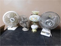 3 Fans & Handpainted Lamp