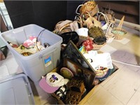 Misc. Lot-Baskets, Crocheted Baby Dolls,