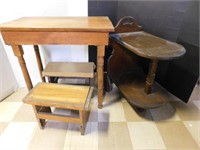 4 Pcs.-Table, Table w/Wheels, 2 Small Benches