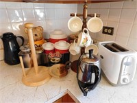 Misc. Lot-Coffee Pot, Toaster, Canisters, & More