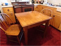 Anitque Oak Table w/2 Spindle Back Oak Chairs