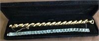 Bracelets (2), blue stones & Gold