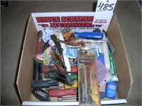 Box of screwdrivers, ear plugs, sealent