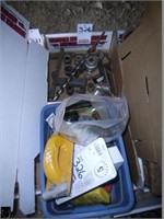 2 boxes w/ misc sockets, older wrenches etc
