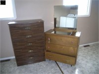 5 drawer dresser and 3 drawer dresser w/ mirror