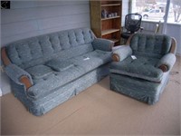 Upholstered couch and chair