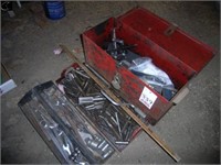 Toolbox w/ misc pullers, bars, taps etc
