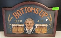 "Bottoms Up" 3D Wood Beer Sign