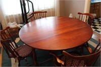 Nice Wood Round Table and Chairs Set with Leaves