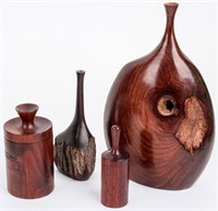 Mid-Century Danish Carved Wood Art Pieces & Jars