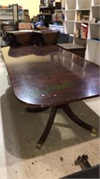 Double pedestal flame mahogany dining table, no
