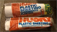 Two rolls of Husky plastic sheeting, one roll is