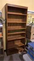 Large teak wood bookcase with adjustable shelves,