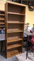 Teak wood bookcase with adjustable shelves, six