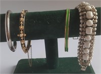 Bracelets 3 - solid, 1 rhineston & white stones