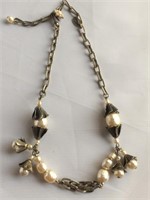 Miriam Haskell necklace - metal and white beads