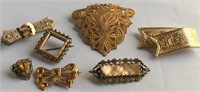 Brooches - Old Gold Look - (7) various sizes