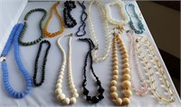 Glass bead necklaces (13) various colors & lengths
