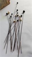 Hat pins, black & white pearl tops 5" - 12" long