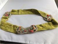Rhinestone & beads belt buckle & clamps