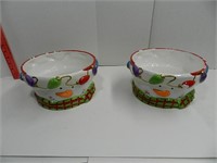 2 Ceramic Snowmen Serving Bowls