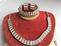 Rhinestone necklace, earrings & bracelet set