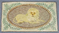 HAND HOOKED PICTORAL SCATTER RUG OF A LION