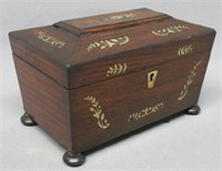 CANTED ROSEWOOD TEA CADDY WITH MOP INLAY