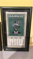 Framed 1912 black Americana toothpaste calendar,