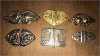 Six ladies two-piece belt buckles, (834)